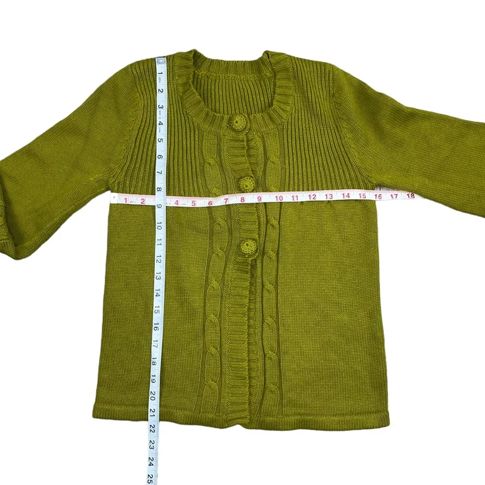 Chartreuse Knit Cardigan Sweater Small Green - Picture 4 of 16